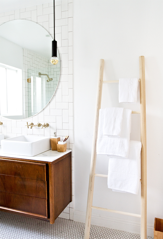 bathroom re-fresh DIY towel ladder // sarah sherman samuel