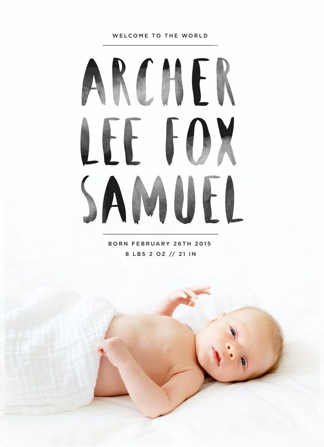 archer lee fox // birth announcement