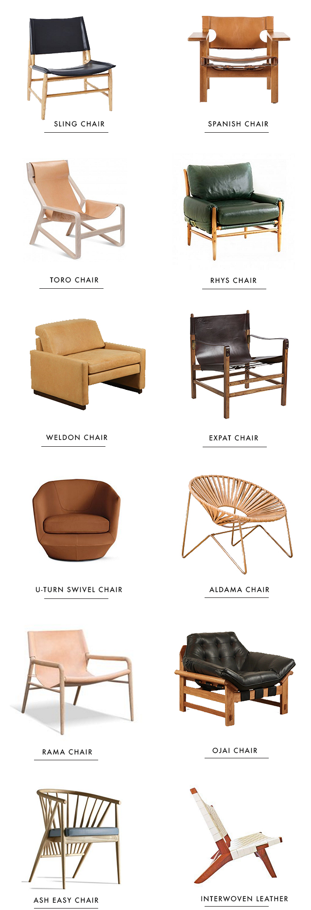 round up // leather accent chairs // sarah sherman samuel