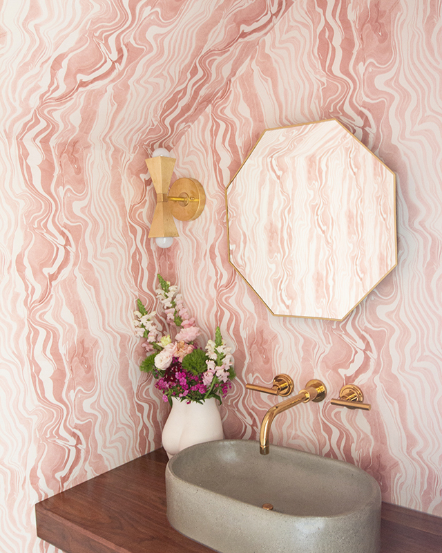 powder bath // marble wallpaper // sarah sherman samuel
